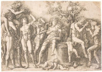 Tylny kanał przy beczce wina autorstwa after Andrea Mantegna