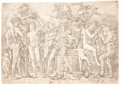 Tylny kanał przy beczce wina autorstwa after Andrea Mantegna