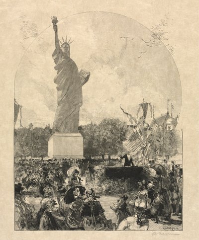 Wolność oświecająca świat, podarowana miastu Paryżowi przez Amerykanów autorstwa after Auguste Louis Lepère