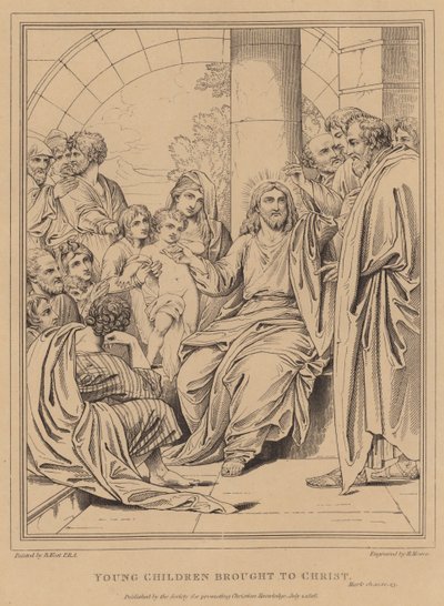 Małe dzieci przyniesione do Chrystusa, Mark autorstwa after Benjamin West