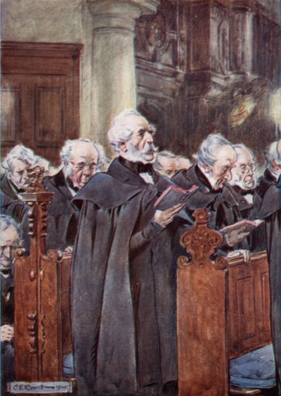 Jego kochana stara głowa była pochylona nad jego modlitewnikiem autorstwa after Charles Edmund Brock