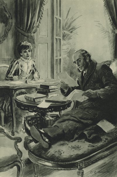 John Richard Green dyktuje swoją Krótką Historię Anglii, podczas gdy jego życie dobiega końca autorstwa after Charles Edmund Brock