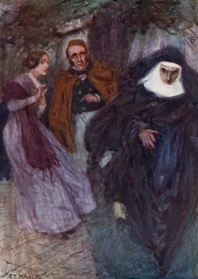 Lucy Snowe i Paul Emanuel w szkolnym ogrodzie autorstwa after Charles Edmund Brock