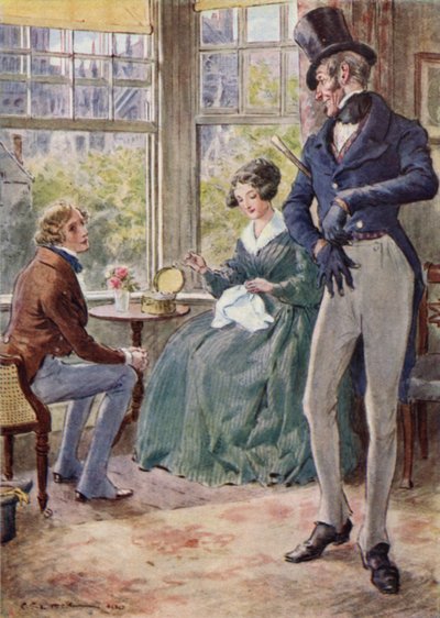 Pióro rozmawiające z Emily w salonie Kapitańskim autorstwa after Charles Edmund Brock