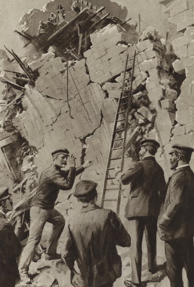 Angielski marynarz asystujący w akcji ratunkowej po trzęsieniu ziemi w Mesynie autorstwa after Charles Mills Sheldon