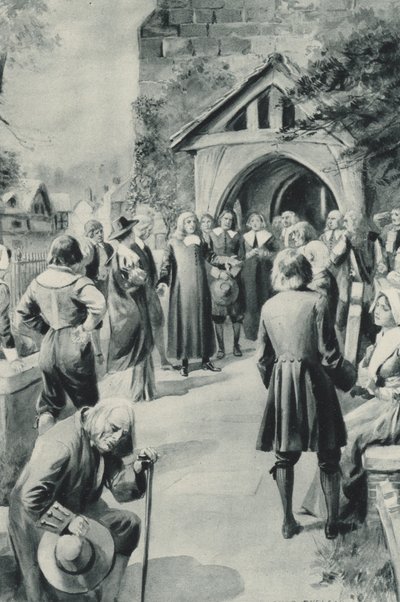 Mieszkańcy Eyam w Derbyshire postanawiają odciąć swoją zarażoną wioskę przed światem autorstwa after Charles Mills Sheldon