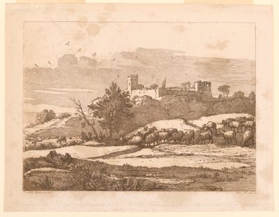 Krajobraz z zamkiem autorstwa after Claude Lorrain