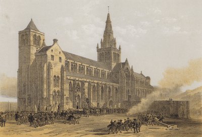 Katedra w Glasgow (St Mungos), na zewnątrz (chromolitho) autorstwa after David Roberts