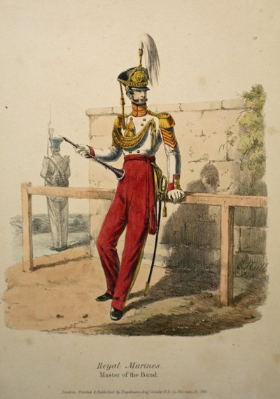 Royal Marines Master of the Band, c.1830 (ręcznie kolorowana lito) autorstwa after Edward Hull
