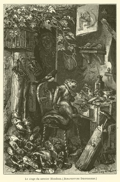 Małpa szewca Blondeau, Bonaventure Desperriers autorstwa after Emile Antoine Bayard