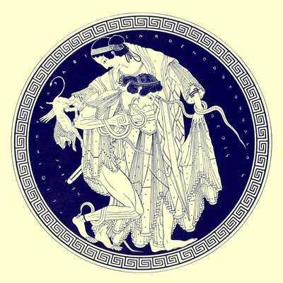 Peleus and Thetis, ilustracja z greckich obrazów wazonowych autorstwa JE Harrisona i DS MacColla, opublikowana w 1894 r. (obraz ulepszony cyfrowo) autorstwa after English School