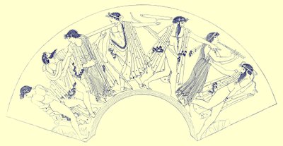 Revel autorstwa Brygos, ilustracja z greckich obrazów wazonowych autorstwa J. E. Harrisona i D. S. MacColla, opublikowana w 1894 r. (obraz ulepszony cyfrowo) autorstwa after English School