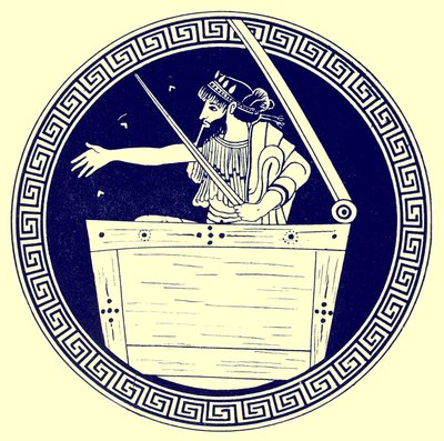 Thomas w klatce piersiowej, ilustracja z greckich obrazów wazonowych autorstwa J.E. Harrisona i D.S. MacColla, opublikowana w 1894 r. (obraz ulepszony cyfrowo) autorstwa after English School