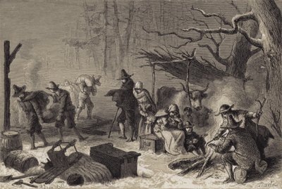 Angielscy osadnicy w Ameryce autorstwa after Felix Octavius Carr Darley