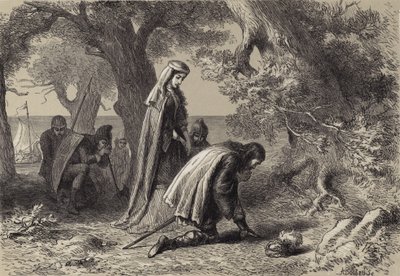 Thorfinn i Gudrid na brzegu Vineland autorstwa after Felix Octavius Carr Darley