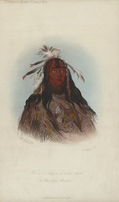 H?co-a-h?co-a-h?cotes-min, Płaskogłowy Wojownik (akwatinta) autorstwa after George Catlin