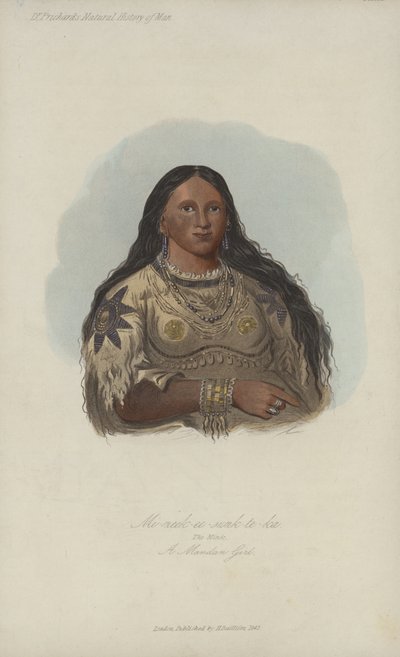 Mi-neek-ee-sunk-te-ka, Norka, Mandan Girl (akwatinta) autorstwa after George Catlin
