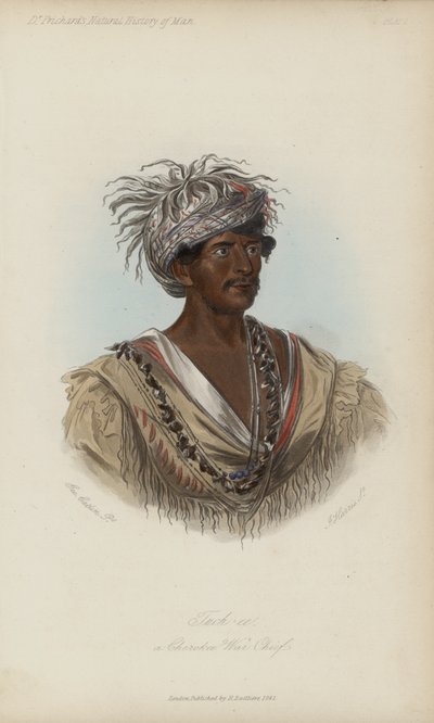 Tuch-ee, wódz wojenny Cherokee (akwatinta) autorstwa after George Catlin