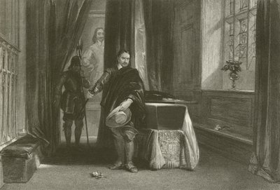 Cromwell oglądający ciało Karola I. Cień przesunął się po jego czole autorstwa after George Cattermole