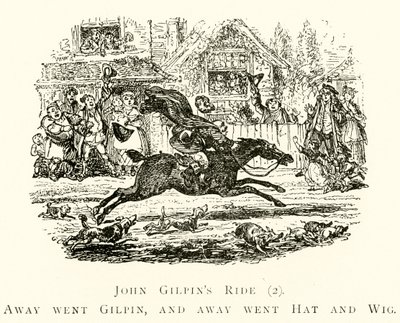 John Gilpins Ride (2), Away odszedł Gilpin, a odszedł Hat and Wig autorstwa after George Cruikshank