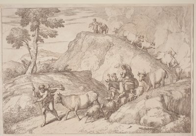 Starszy pasterz prowadzący trzodę autorstwa after Giovanni Benedetto Castiglione Gaetano Zompini