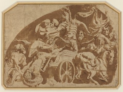 Lot Meriones, z martwymi Coeranos wyciągniętymi z rydwanu autorstwa after Giulio Romano