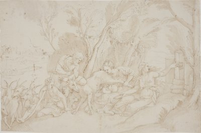Jowisz karmiony przez kozę Amaltheę autorstwa after Giulio Romano