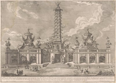 Seconda Macchina dla Chin z 1758 r.: Porcelanowa wieża Nanjing autorstwa after Giuseppe Palazzi attritbuted to Giuseppe Pozzi after Paolo Posi