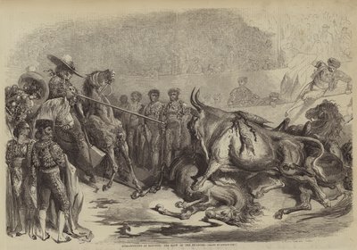 Walka byków w Bayonne, cios Picadore autorstwa Gustave after Dore
