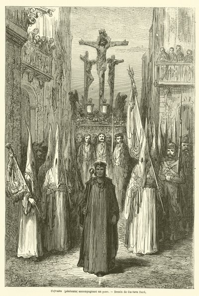 Bractwa (pokutnicy) towarzyszące stopniowi autorstwa Gustave after Dore