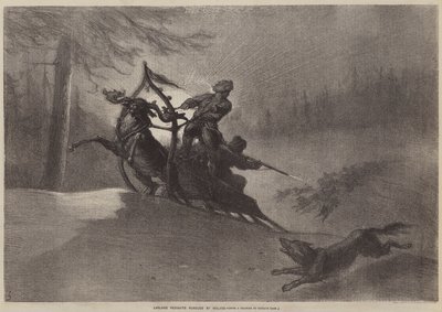 Chłopi z Laponii ścigani przez Wilki autorstwa Gustave after Dore
