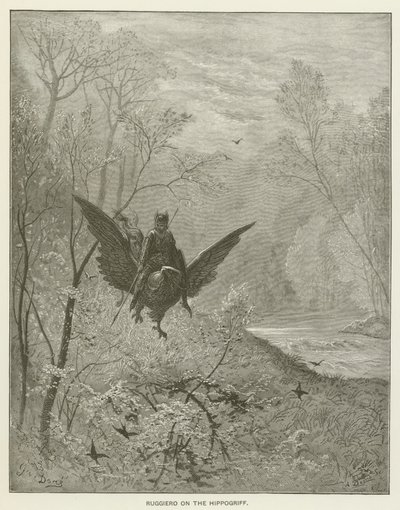 Ruggiero na hipogryfie autorstwa Gustave after Dore