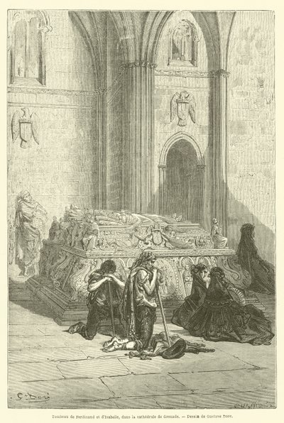 Grób Ferdynanda i Izabeli w katedrze w Granadzie autorstwa Gustave after Dore