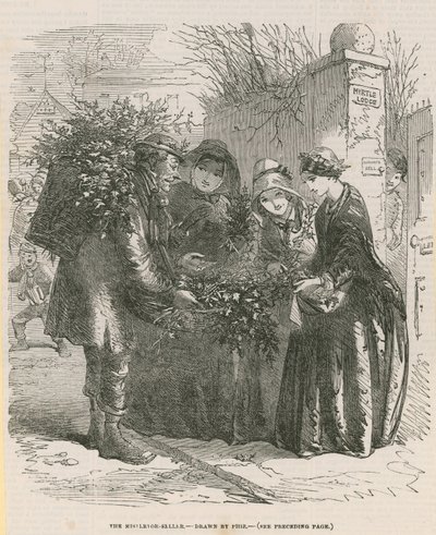 Sprzedawca jemioły (grawerunek) autorstwa after Hablot Knight Browne