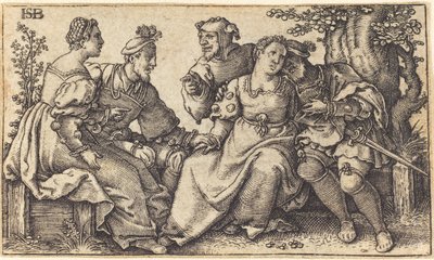 Dwie kochające się pary z klaunem autorstwa after Hans Sebald Beham