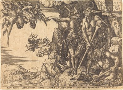 Bogacz unoszony przez diabła autorstwa after Heinrich Aldegrever