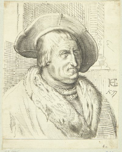 Fantazyjny portret starego mężczyzny w kapeluszu autorstwa after Hendrick Goltzius