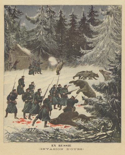Inwazja niedźwiedzi w Rosji autorstwa after Henri Meyer