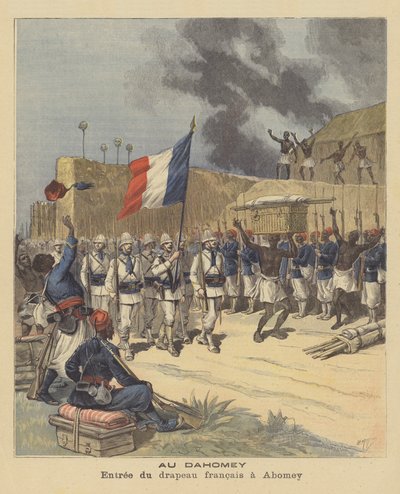 Wejście flagi francuskiej do Abomey, Dahomey autorstwa after Henri Meyer