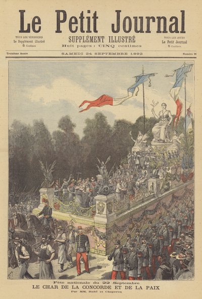 Float of Concord and Peace na narodowym festiwalu upamiętniającym stulecie narodzin Republiki Francuskiej autorstwa after Henri Meyer