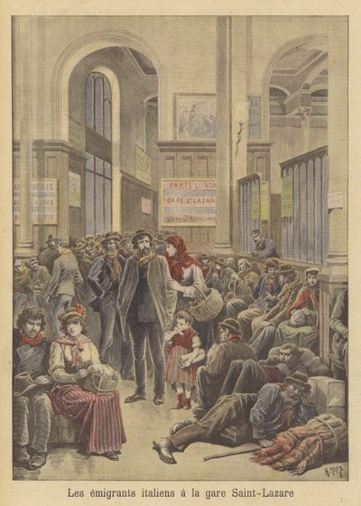 Włoscy emigranci do Ameryki w Gare Saint-Lazare autorstwa after Henri Meyer