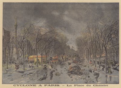 Zniszczenia wywołane przez burzę na Place du Chatelet w Paryżu autorstwa after Henri Meyer