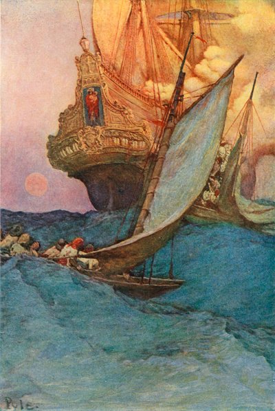 Atak na galeon autorstwa after Howard Pyle