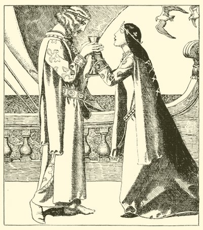 Belle Iseult i Sir Tristram wypili suszę miłosną autorstwa after Howard Pyle