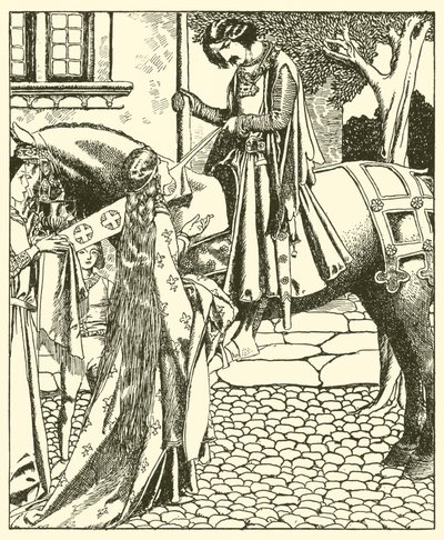 Sir Launcelot i Elouise the Fair autorstwa after Howard Pyle