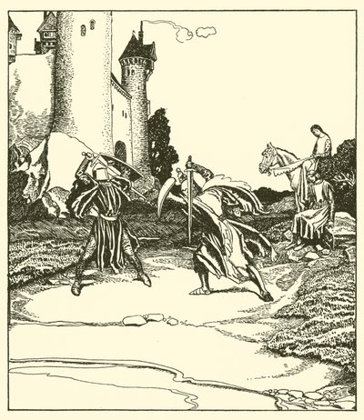 Sir Launcelot walczy z Sir Turquinem autorstwa after Howard Pyle