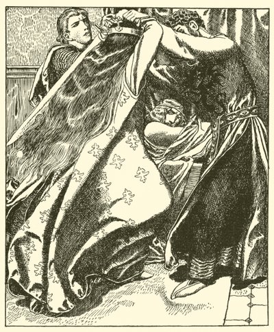 Królowa Irlandii chce zabić Sir Tristrama autorstwa after Howard Pyle