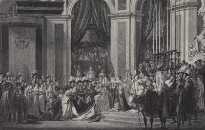 Koronacja Napoleona na cesarza Francji w Notre Dame de Paris, 1804 autorstwa after Jacques Louis David