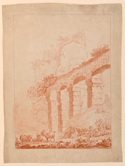 Pasterze w krajobrazie z ruinami autorstwa after Jean Baptiste Huet