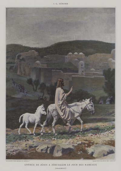 Fragment przedstawiający wejście Chrystusa do Jerozolimy w Niedzielę Palmową autorstwa after Jean Leon Gerome